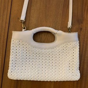 White Leather Anthropologie Clutch/Crossbody Purse